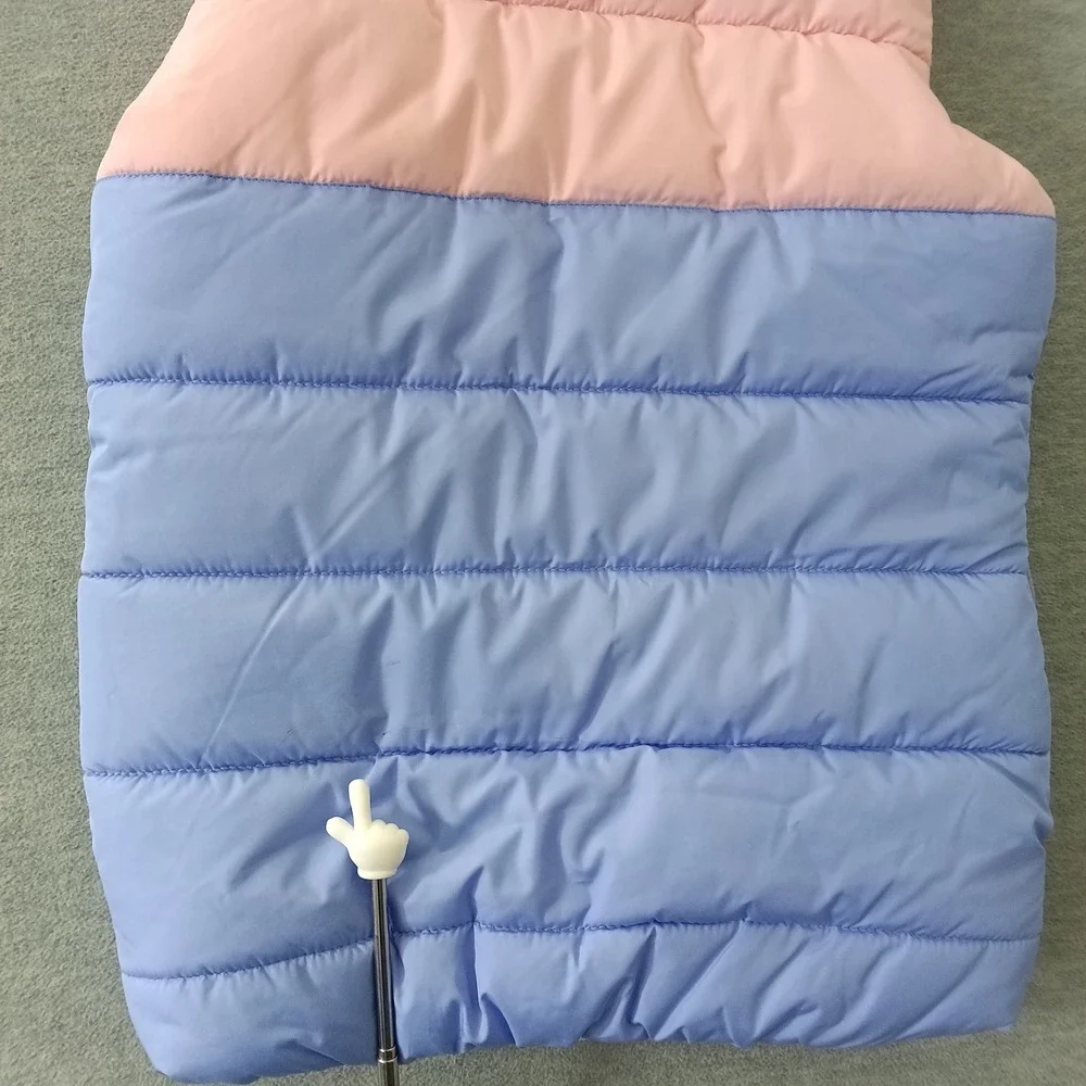 Puma Girls Puffer Vest Pink White Blue Colorblock Zip Up Size Small 7/8